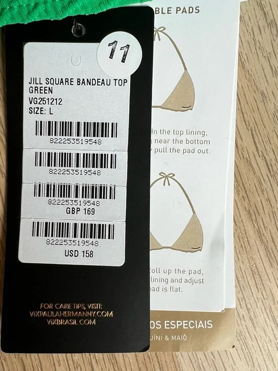 ViX Jill Bandeau Bikini Top Green Size L NWT - Picture 6 of 10